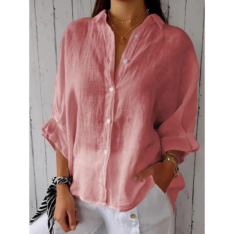 Cămașă de primăvară din bumbac și in 2024 cu model de legături la spate