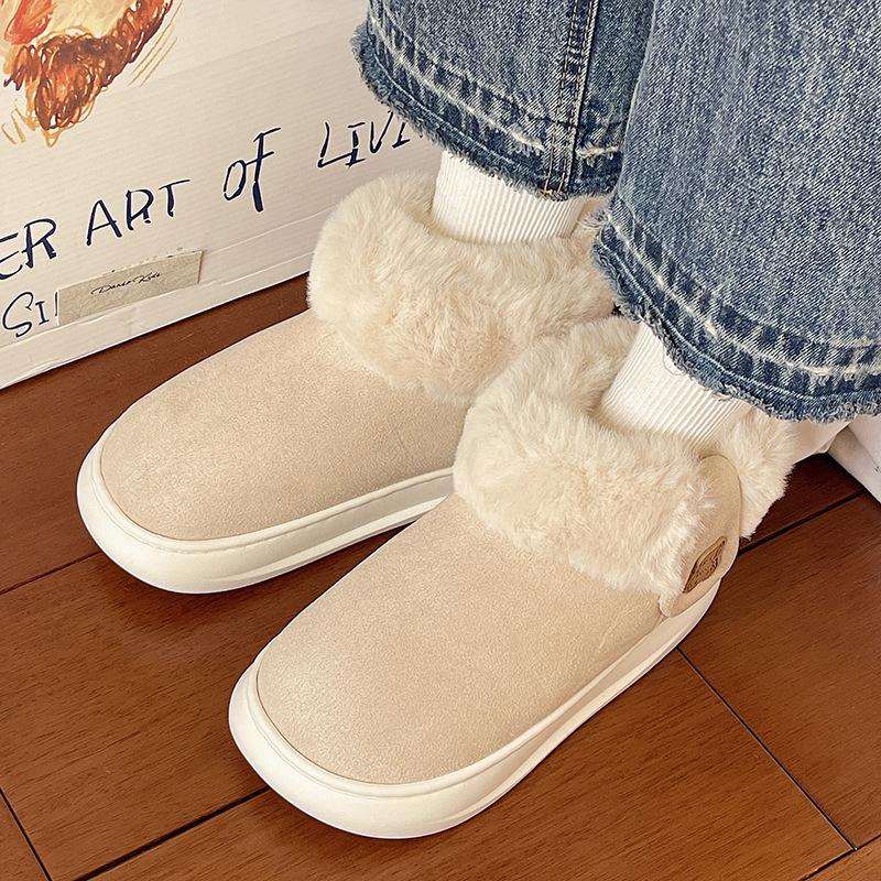 

Women s fashion lightweight thick sole winter warm snow boots fur one non-slip casual sports cotton boots 40/41 бежевый