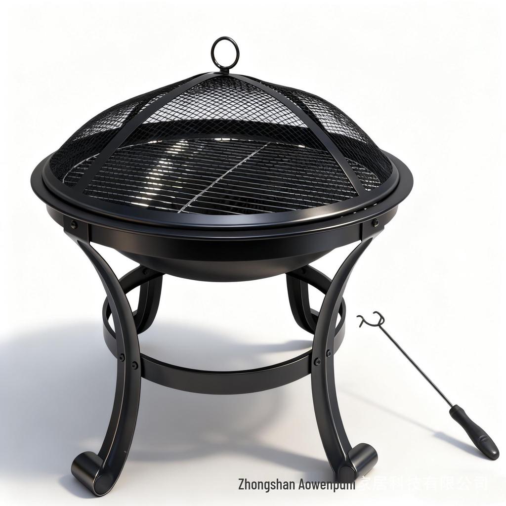 European & American Multifunctional Retro Wrought Iron Fire Pit and Barbecue Grill  