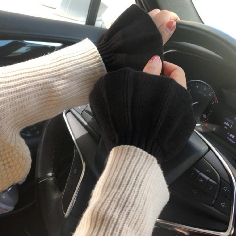 

Ruffles Fake Sleeves Knitted Ruffles Elbow Sleeve New Arm Cover Women чорний