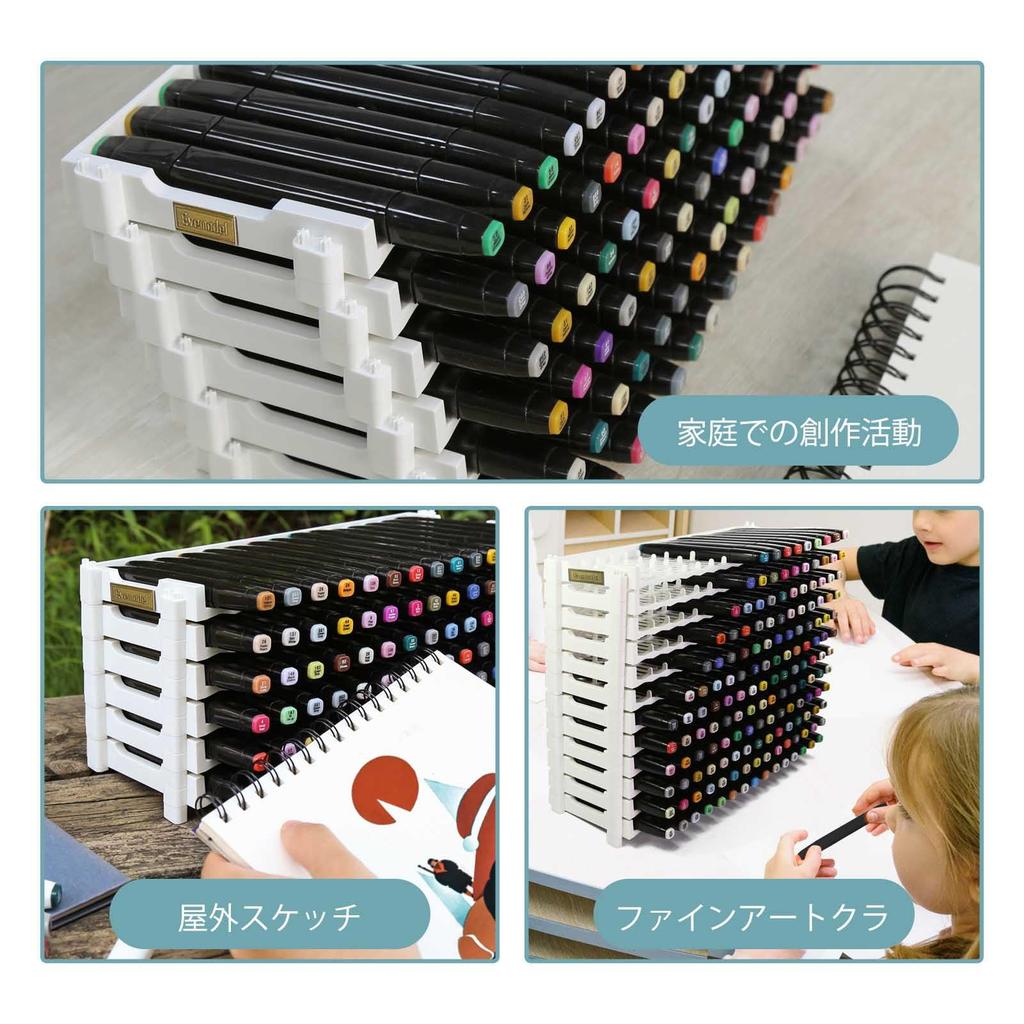 evemodel Marker Storage Pen Holder 6-Layer 90-Slot White Display Organizer Portable