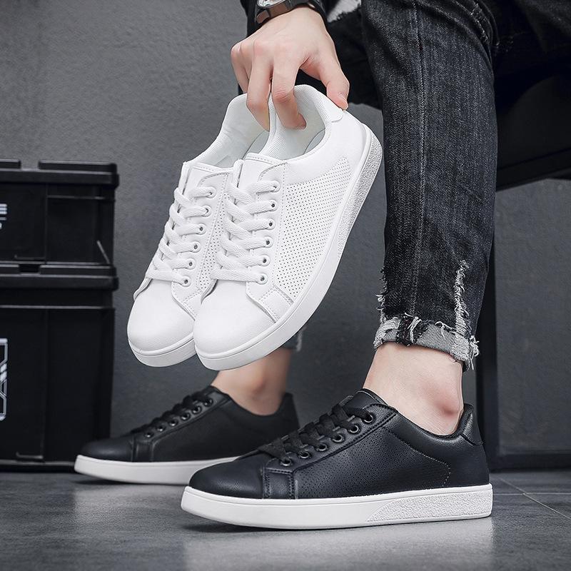 Fashion Men Leather Casual Board Shoes Breathable Sneakers for Man Spring Summer New White Shoes Comfortable Men's Flats Soft Sneakers