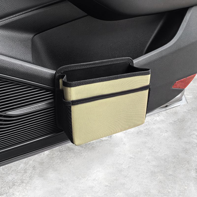 Car Side Door Foldable Trash Can PU Leather Multifunction Storage Box Car Organizer Seatback Hanging Storage Bag Trash Bin