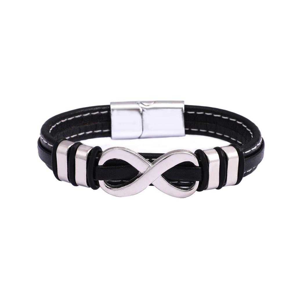 Unisex Leather Infinity Bracelet with Magnetic Clasp