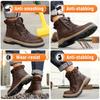 Men Work Boots Puncture-Proof  Waterproof Work Shoes Steel Toe Safety Boots Industrial Indestructible Boots Side Zipper Shoes