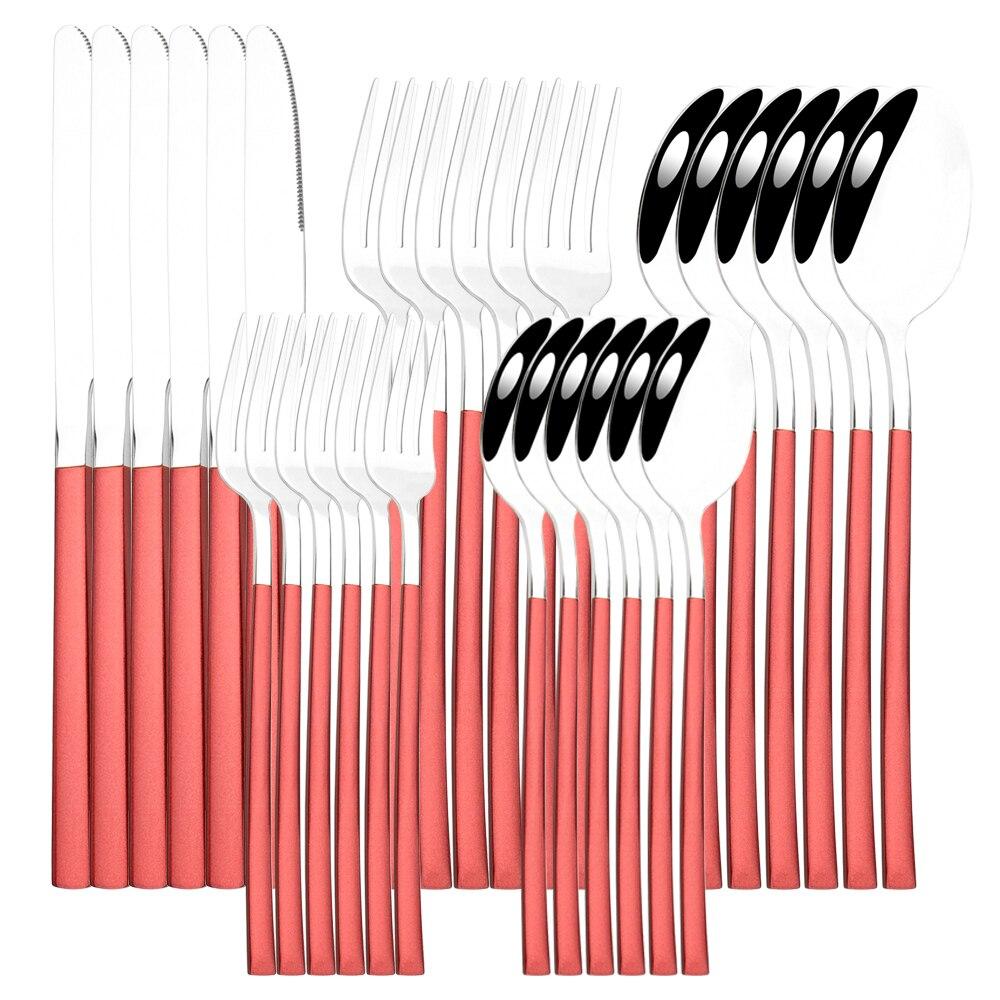 30pcs Black Gold Western Dinnerware Set Stainless Steel Cutlery Set Knife Dessert Fork Spoon Tableware Set Flatware Silverware