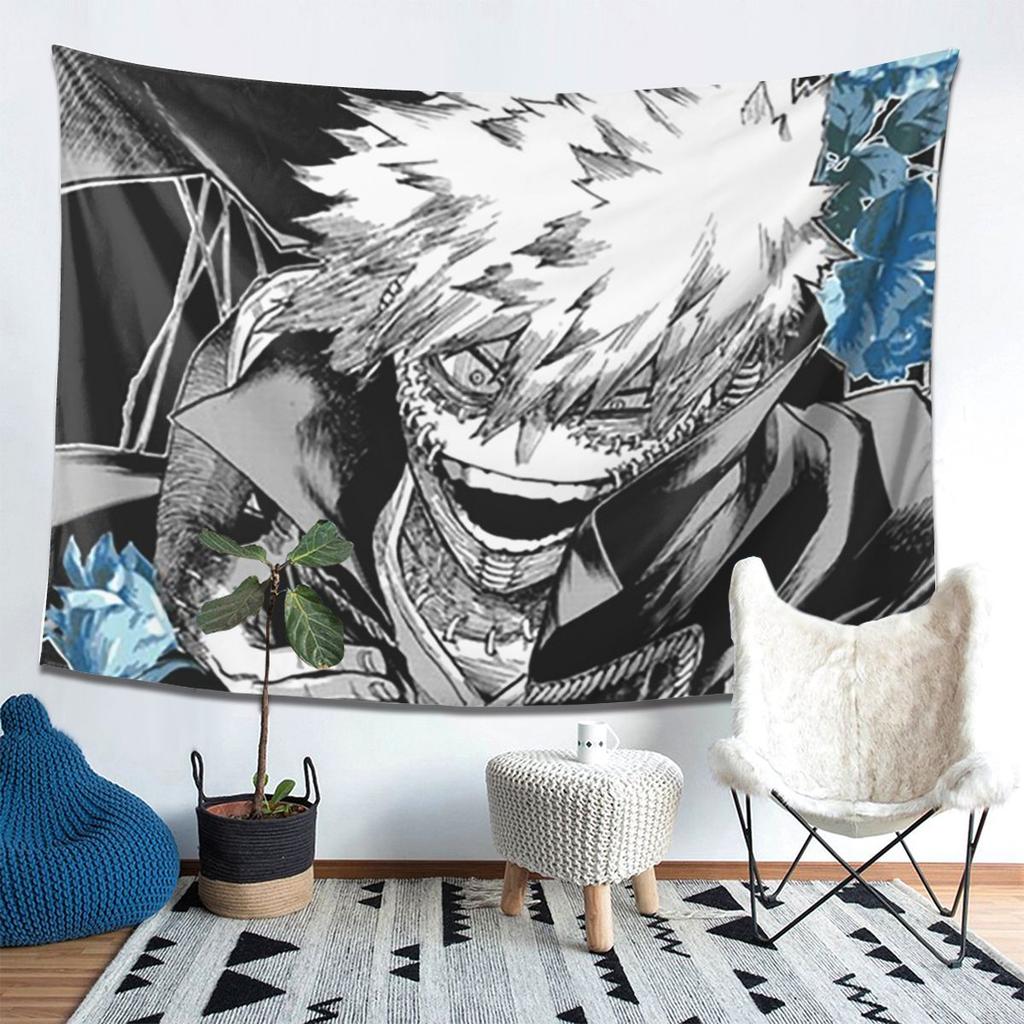 My Hero Academia Dabi Anime Fiori Blu Arazzo da Parete Estetico Decorazione per la Casa Arazzi per Soggiorno Camera da Letto
