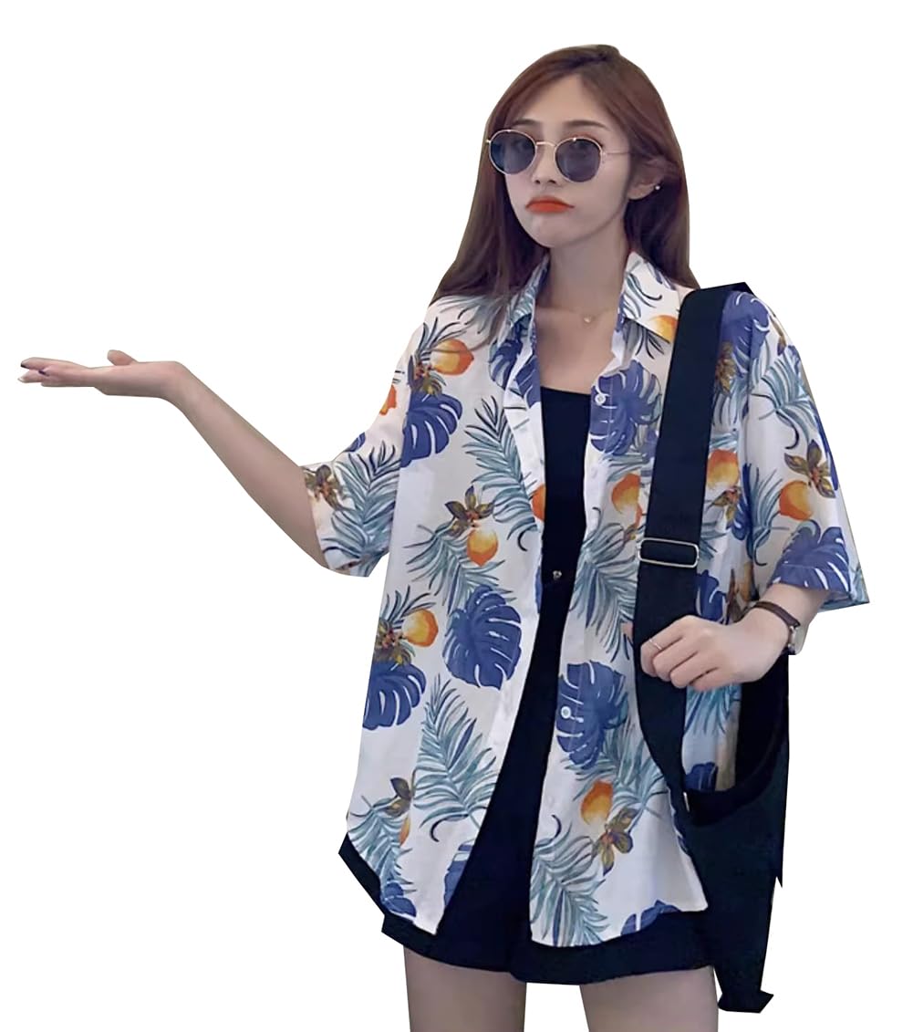 

JIYUTOR Кариюси Алоха Цветочный Короткий Свободный Пляжный Летний Отложной Летний С узором Унисекс Женская Рубашка, Принт, Рукав, Посадка, Курорт/Путешествия, Рубашка, белый