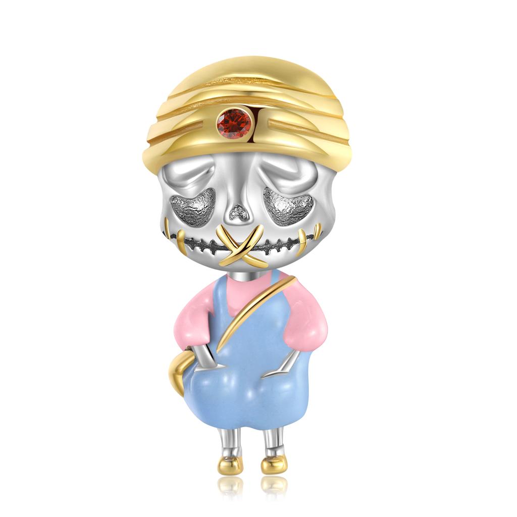 Guitar Skull Cartoon Charm 925 Sterling Silver Gentleman Clown Skeleton Enamel Beads for Women Charm Bracelet Jewelry Dropshipping