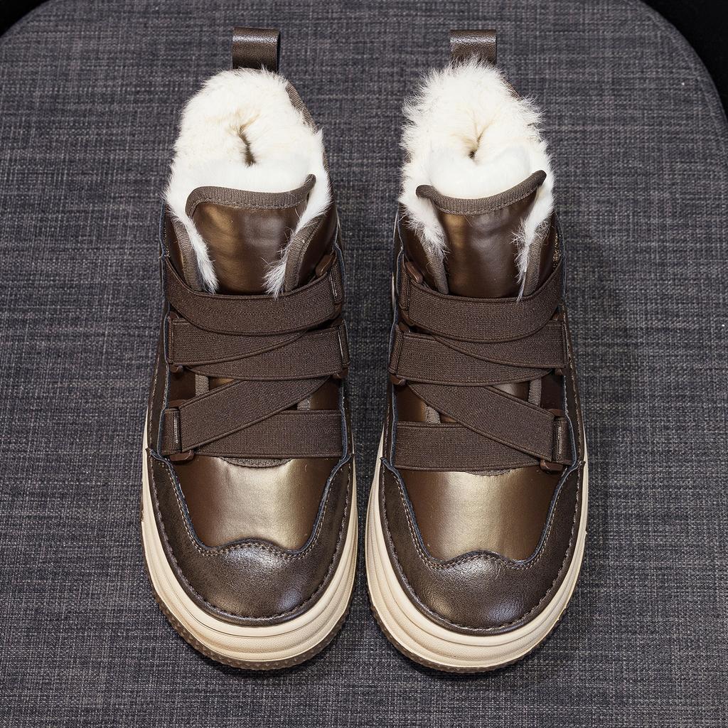 Snow Boots Women's New Winter Velvet Board Shoes Thickened Warm Thick-soled Non-slip Cotton Shoes