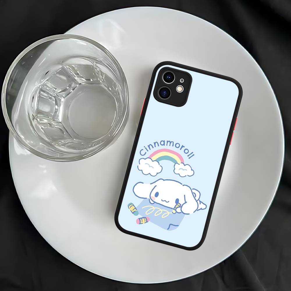 Caroon Cute C-Cinnamorolls Matte Transparent Phone Cover For iPhone Case 16 15 14 13 12 11 Pro Max X XS Max Plus