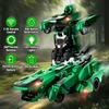 Dinosaur Deformation Remote Control Car 2.4G One-button Variable Battle Robot Walking Upright Children's Toy/4 Colors