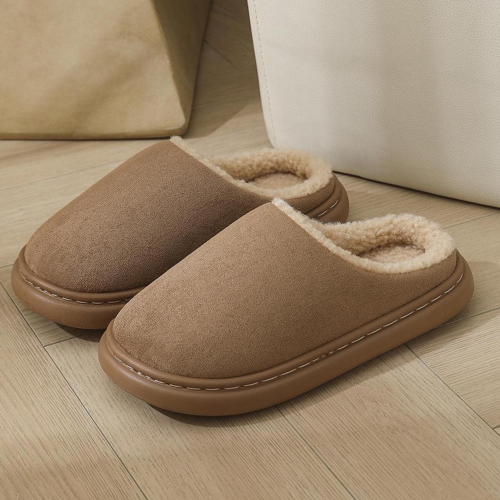 2025 Cotton Slippers: Cozy, Non-Slip Closed-Back Shoes for Couples - Women's & Men's Thick Sole for Autumn/Winter