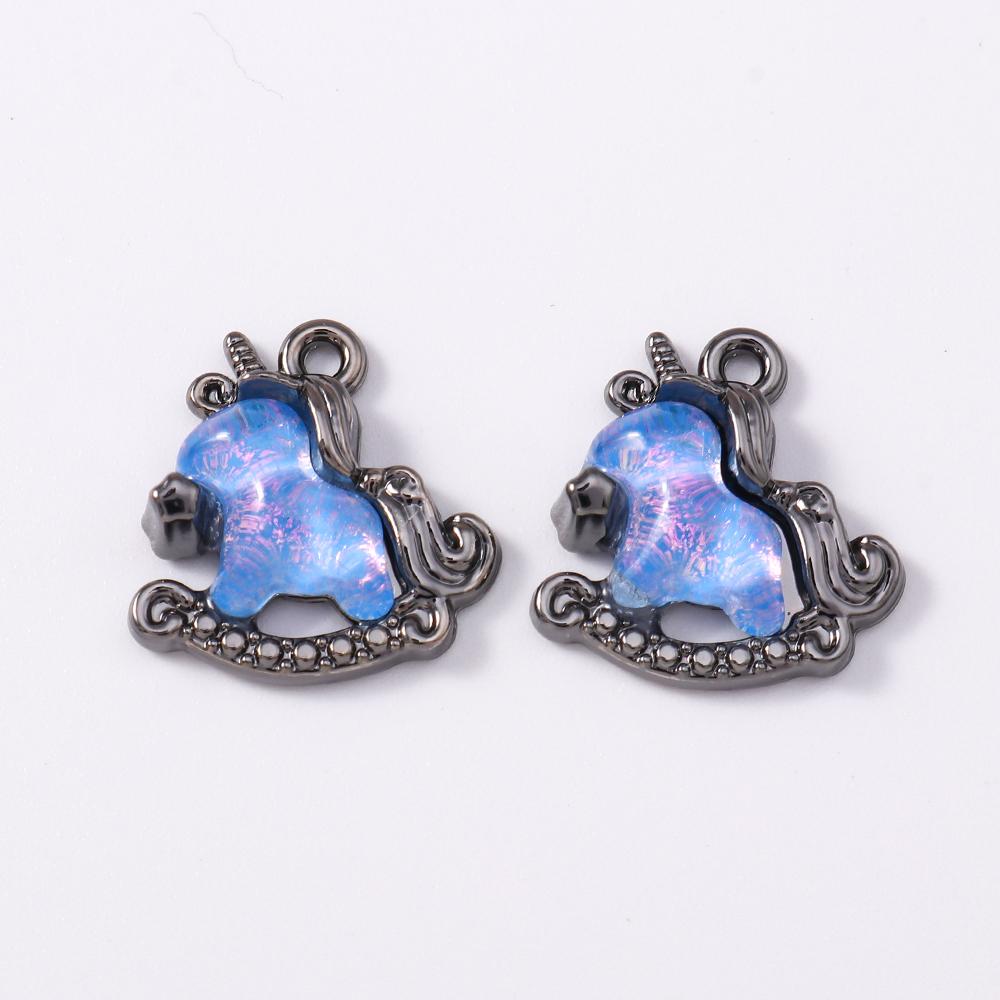 5pcs Cute Crystal CZ Rocking Horse Pendants Charms for Jewelry Making Necklace Earrings Bracelet DIY Handmade Accessories