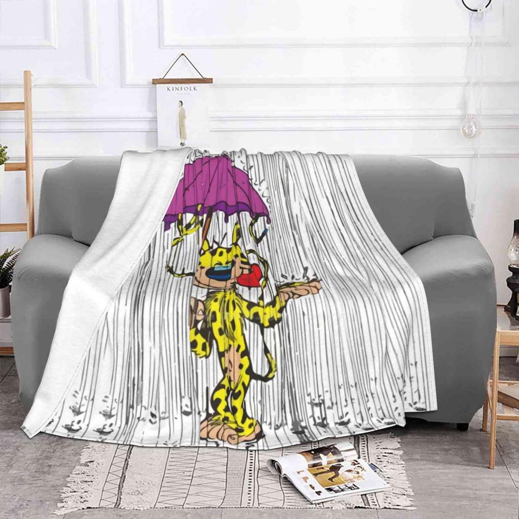 Marsupilami In The Rain Soft Warm Blanket Sofa/Bed/Travel Love Gifts Comic Book Character Yellow André Spirou Belgium France