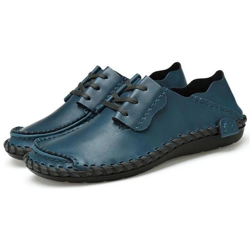 Men Genuine Leather Casual Shoes Lace-up Handmade Flat Shoes Male Office Work Shoes Men's Sneakers Zapatillas Big Size 38-48
