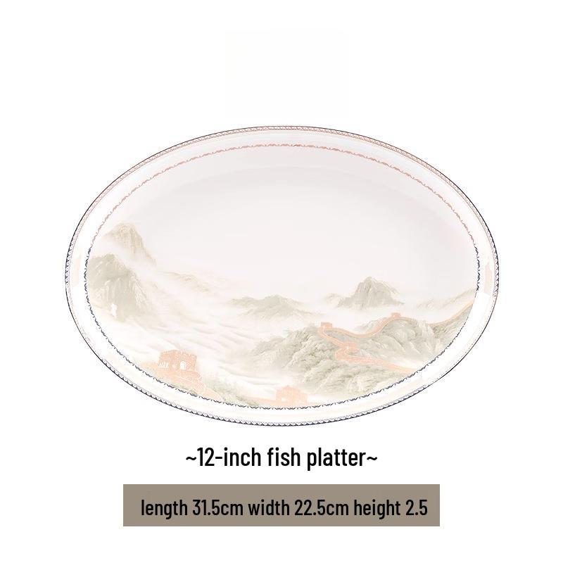 Mod Lanka New Chinese Style Jingdezhen Ceramic Fish Plate