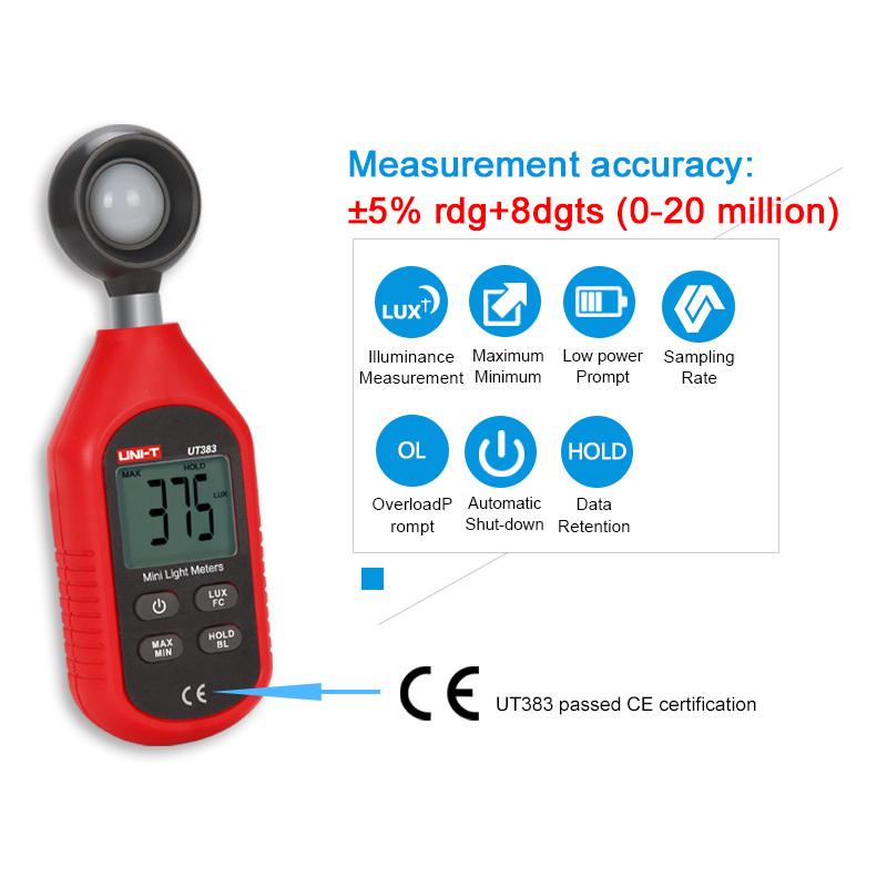 UNI-T Digital Light Meter Luxometer UT383BT UT383 0~199,900 Lux Meter Photographic Illuminance Meter FC Lightmeter Luximetro