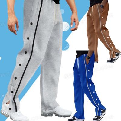 New Men Casual Sports Breasted Pants Men's Jogger Button Loose Straight Drawstring Oversized Loose Trousers