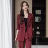 Women's Spring and Autumn Casual Temperament Suit Suit Ladies Long-sleeved Jacket + Suit Pants Career Two-piece Set