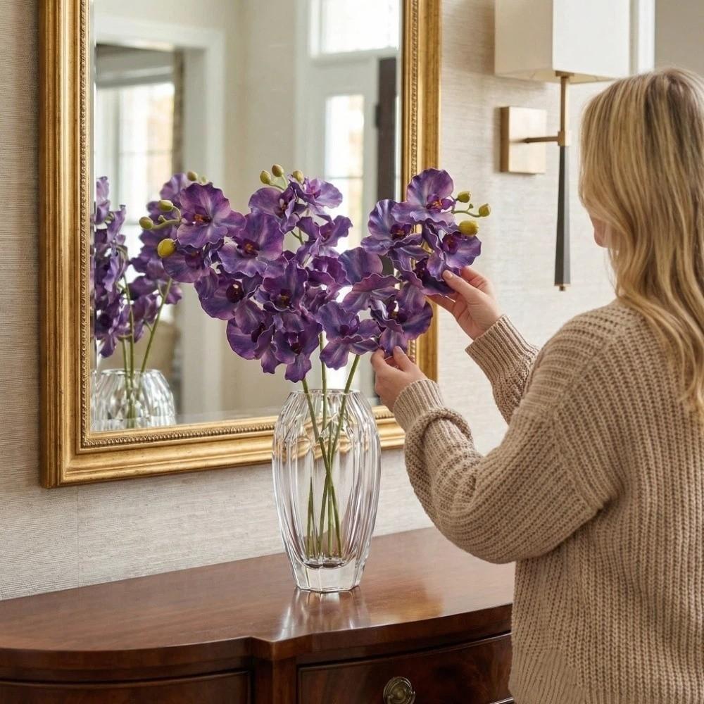 Butterfly Orchid Artificial Orchid Flower Real Touch Handmade Faux Phalaenopsis Realistic Artificial Fake Flower Branch