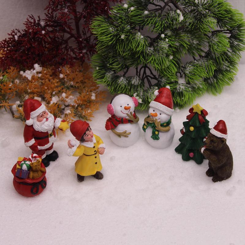 Santa Claus and Snowman Figurines with Christmas Ornaments, Brown Bear Gift Bag & Micro Landscape Pendant