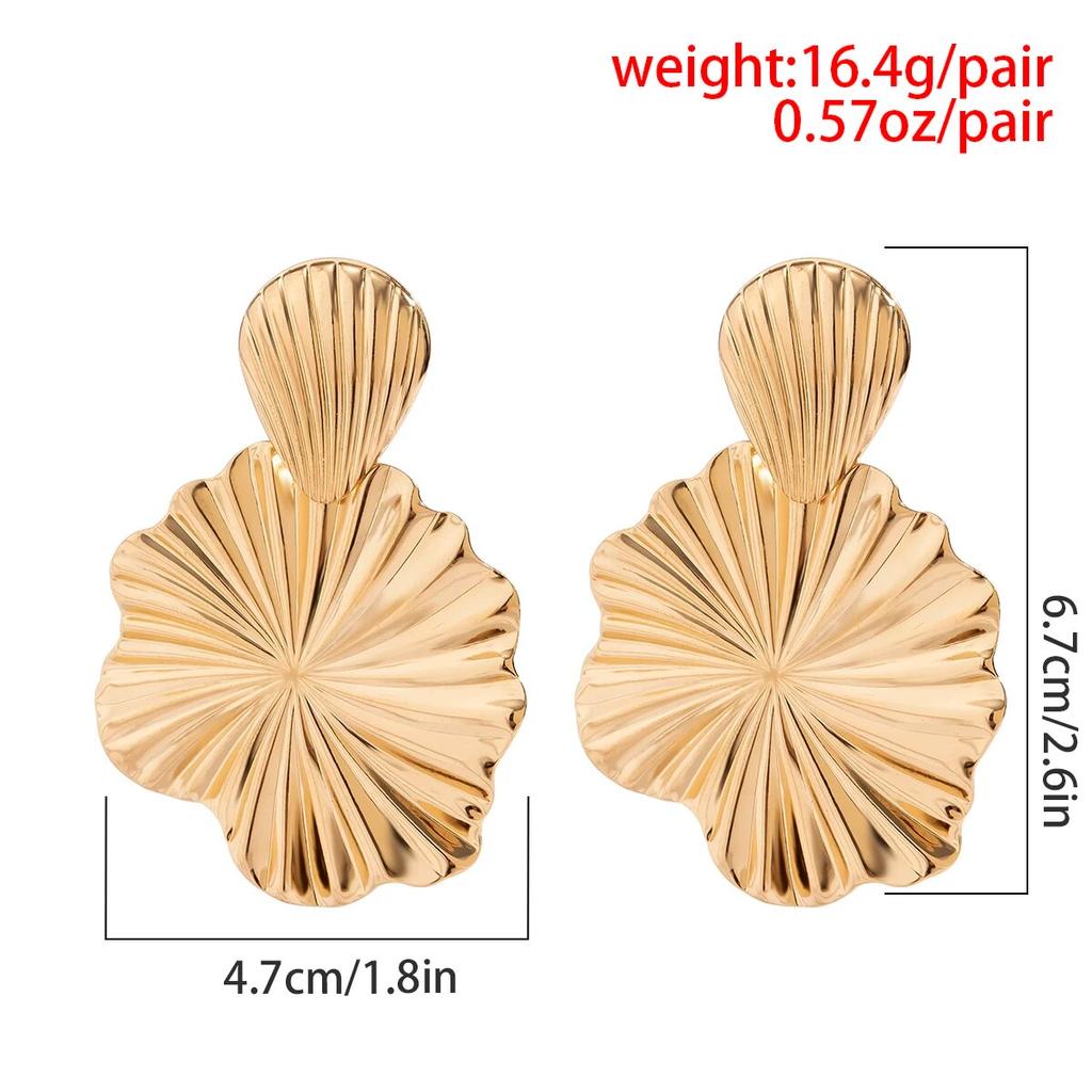 Trendy Geometric Lotus Leaf Shape Pendant Drop Earrings for Women Gold Color Hanging Earrings Ladies Jewelry Wedding Party Gift