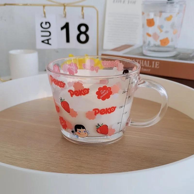 Small Fresh Floral Mouthed Glass Handle Cup