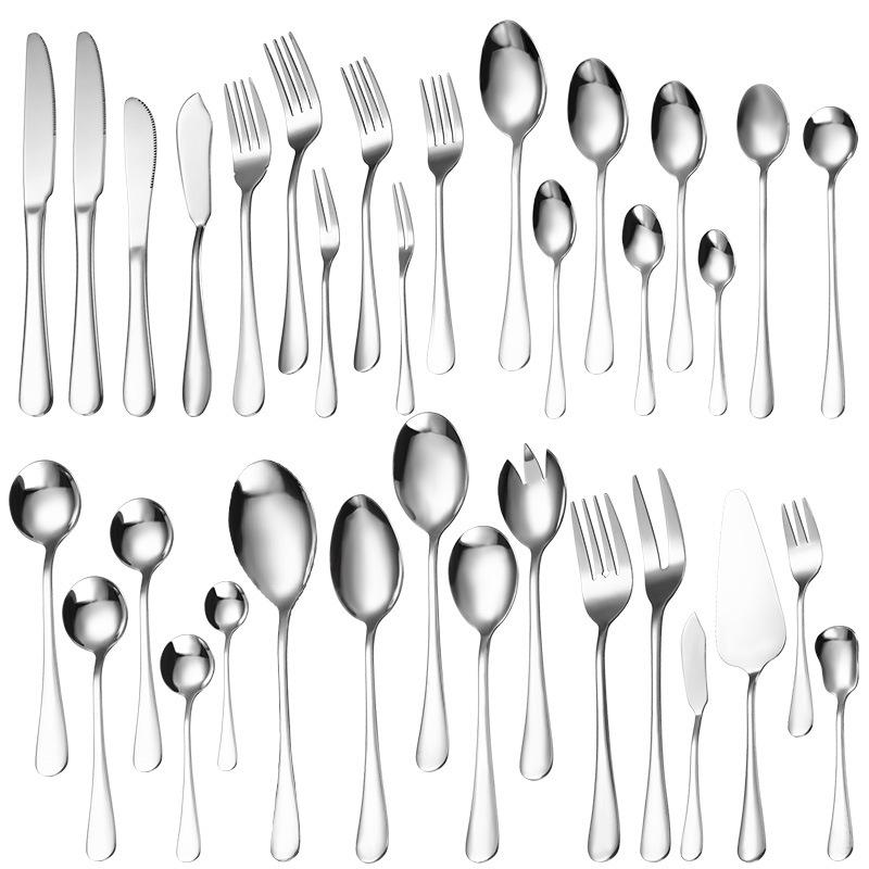 1010 Series Stainless Steel Tableware: Hotel Spoon, Steak Knife, Fork, Dessert Spoon, Coffee Spoon, Fruit Fork, Cake Spatula
