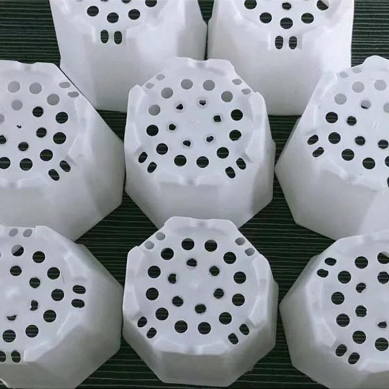 Small Plastic Octagonal Flowerpot, Monochromatic, Seedling Pot, Desktop Succulent Decoration Combination, Breathable, TMZ, 10Pcs