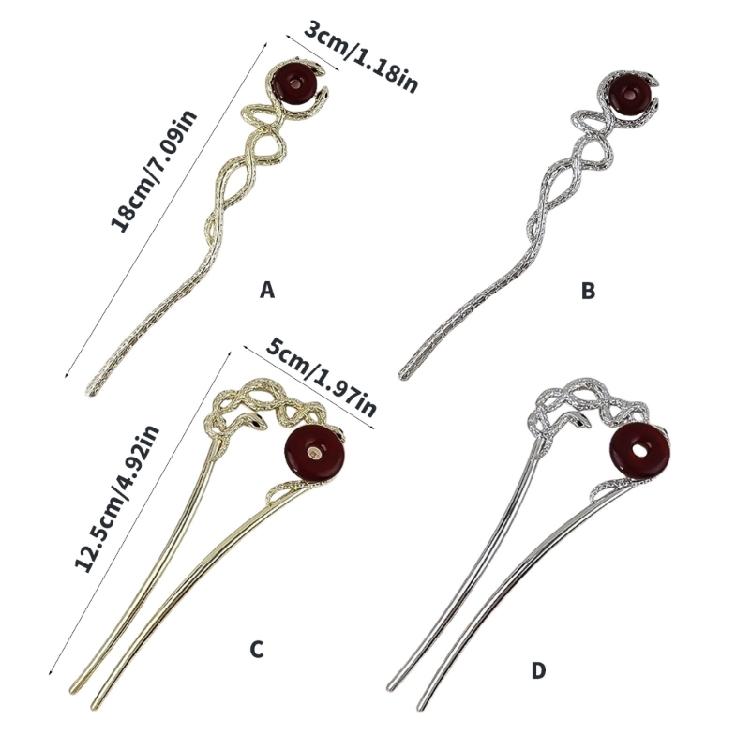 Exquisite Alloy Hair Stick Snake Hairpiece with Sparkling Snake for Evening Dinner Wear Photo Props
