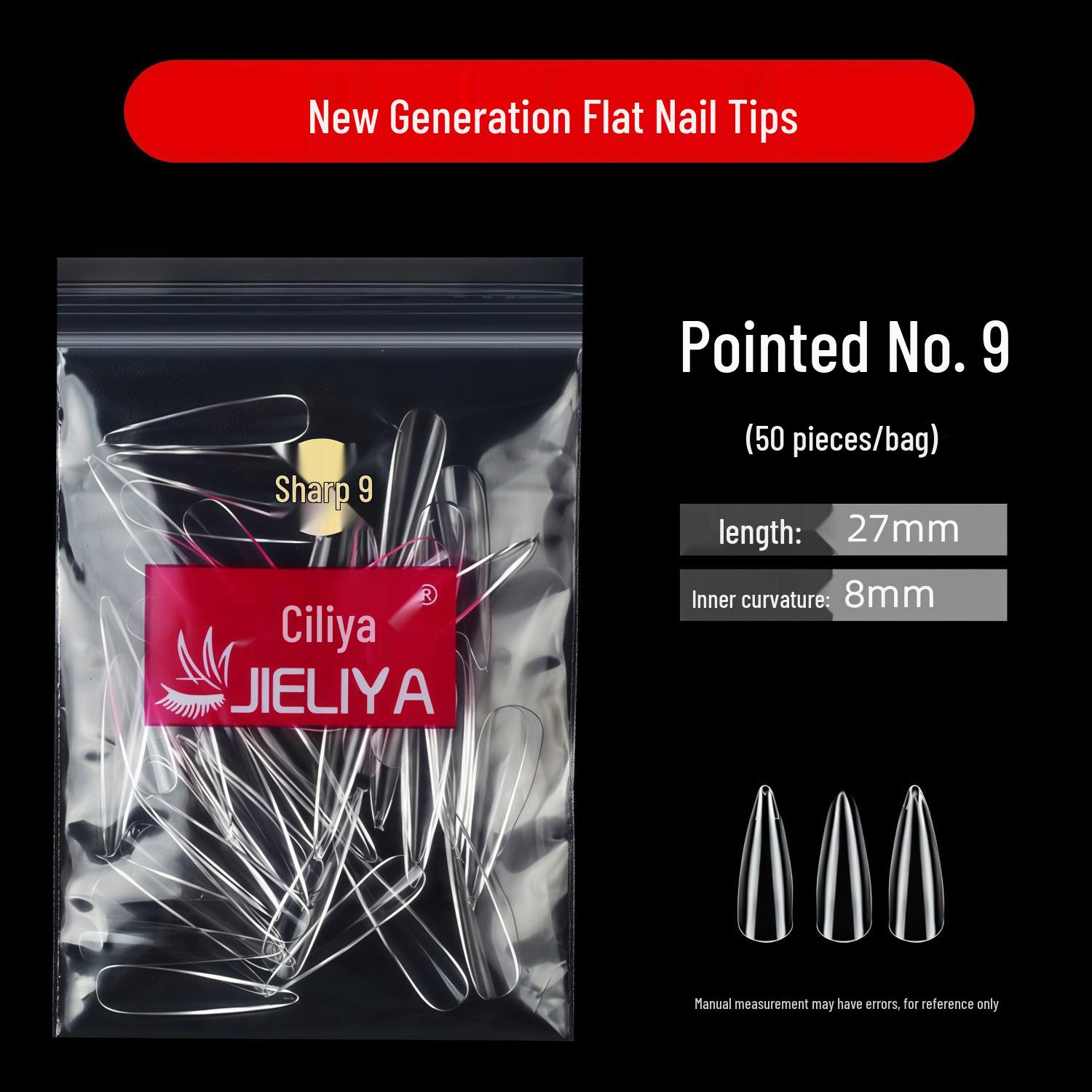 Jieliya Transparent Seamless Dual-Use Nail Tips - 50 Piece Pack