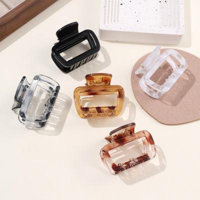 Square Amber Grab Clip Temperament Leopard Print Small Shark Clip High Value Square Clip Retro Small Grab Clip Hair Grab