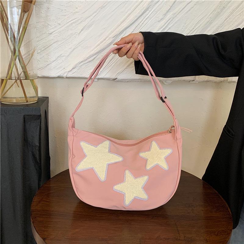 

Japanese Cute Star Dumpling Bag: Versatile Large-Capacity Crossbody for College Students One Size розовый