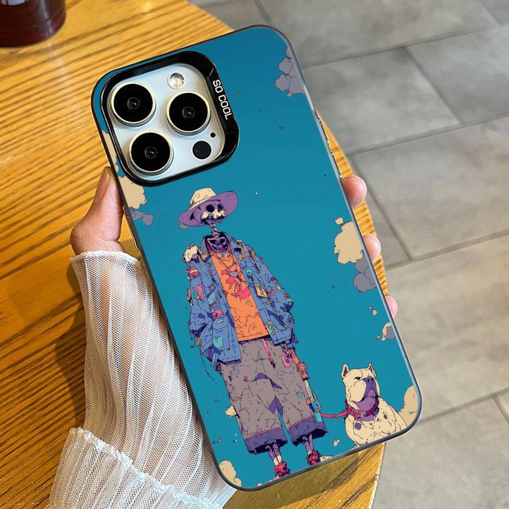 Colorful Aesthetic Dog Phone Case For iPhone 16 17 15 14 12 13 Pro Max Black Color Shockproof Cover
