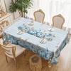1 Fall Thanksgiving Blue Pumpkin Tablecloth, Wood Grain Polyester Tablecloth, Harvest Party And Country Grid