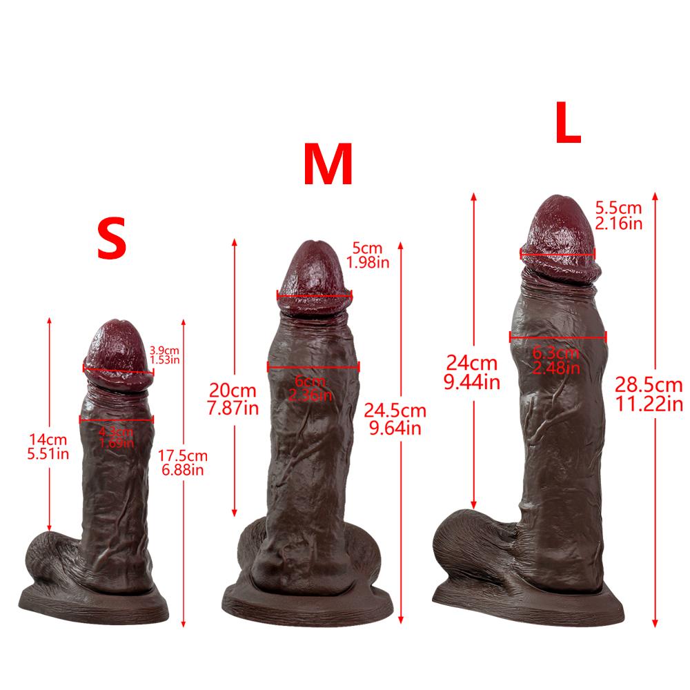Super Soft Black Tendons Thick Artificial Phallus Female Dildo Liquid Silicone Female Masturbator Sex Toy