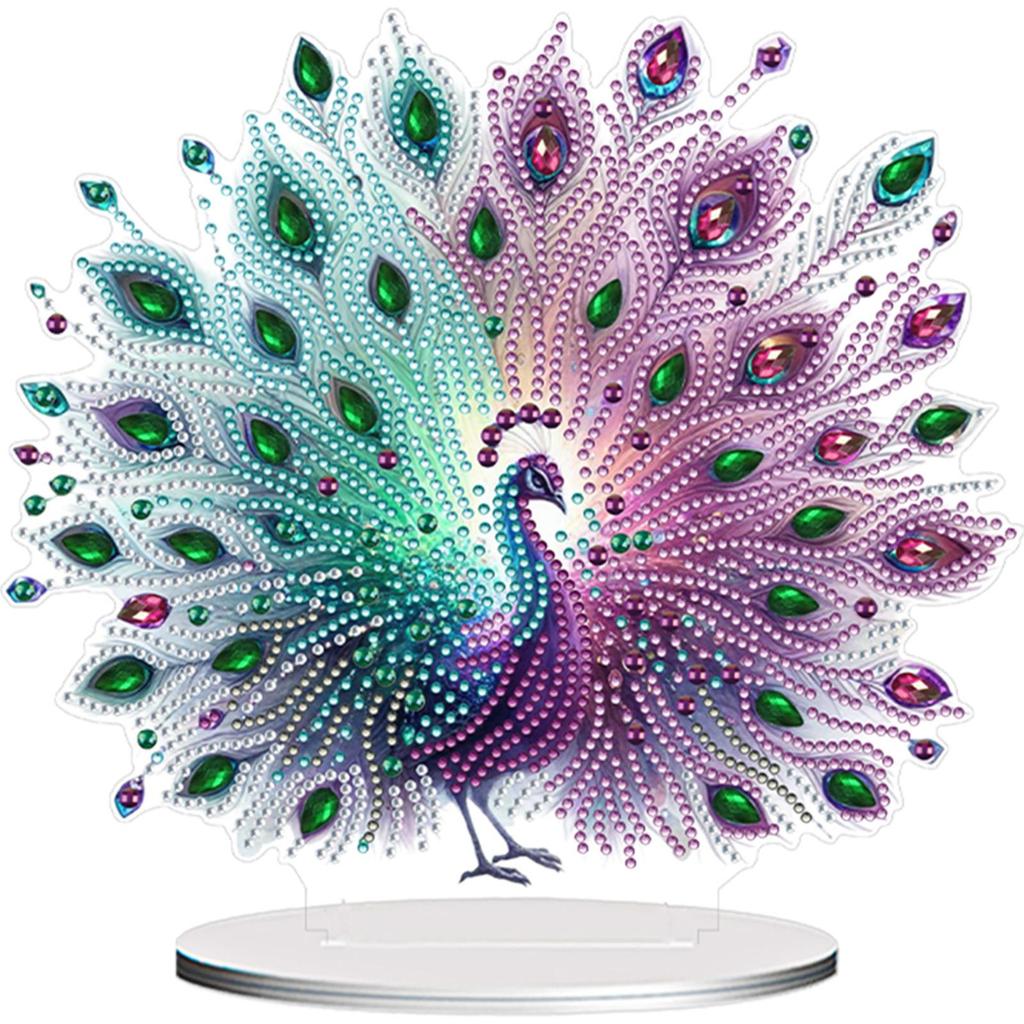 5D DIY Diamond Art Tabletop Decorations Acrylic Special Shape Peacock Diamond Painting Desktop Ornaments Kit Bedroom Table Decor