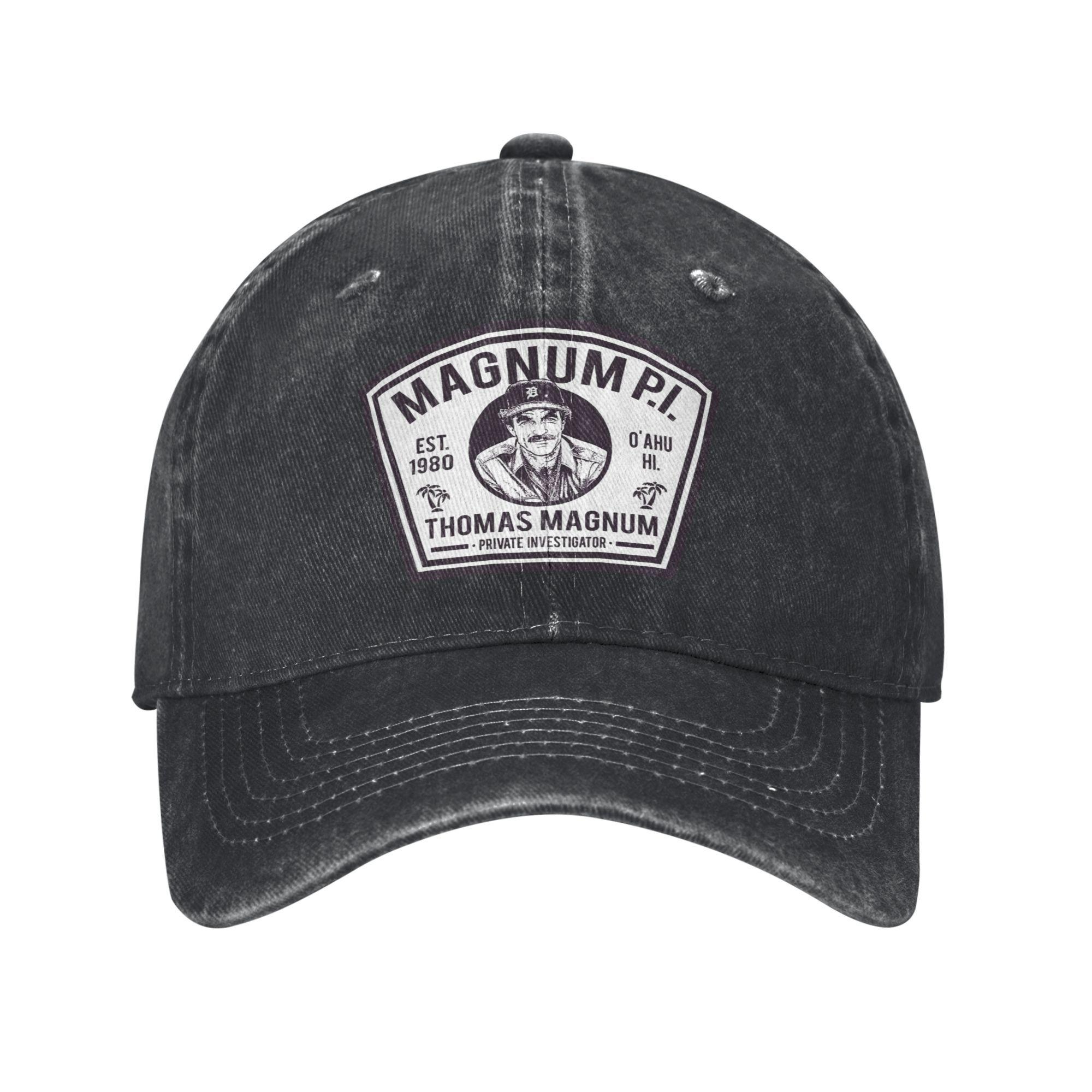Magnum-PI Shield TV Series Baseball Caps Casual Distressed Washed Thomas Magnum Sun Cap Unisex Outdoor Workouts Adjustable Hat Adjustable