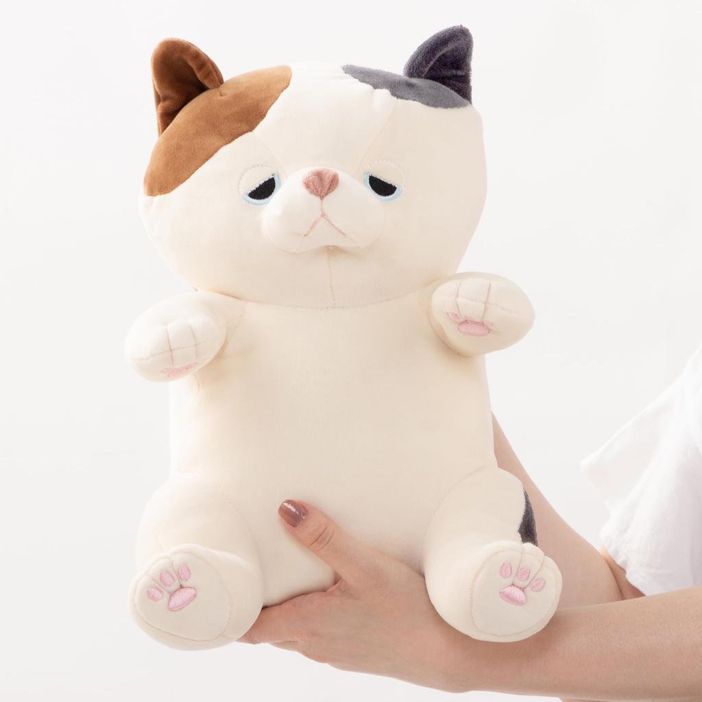 Livheart Sitting Body Pillow Premium Sleepy Animals Calico Cat Yuzu Medium Size Length Fluffy and Squishy (Total Approx. 30cm) 68226-10
