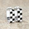 Green Black and White Checkered Pattern Squar Hoop Earrings For Women Vintage Gold Silver Color Wedding Jewelry Minimalist Gifts