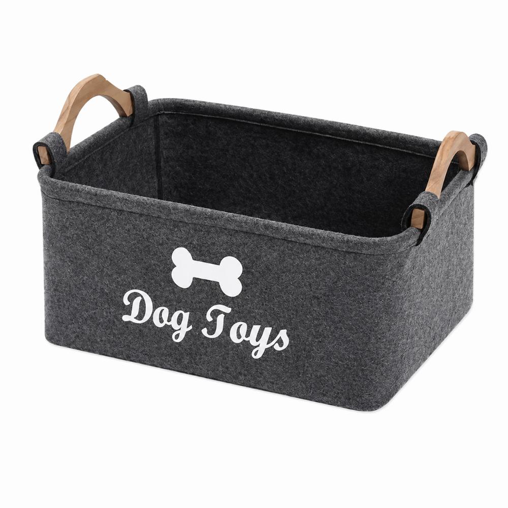 Felt Pet Toy Storage Basket Large Capacity Durable Toy Organizer For Cat Dog Toys