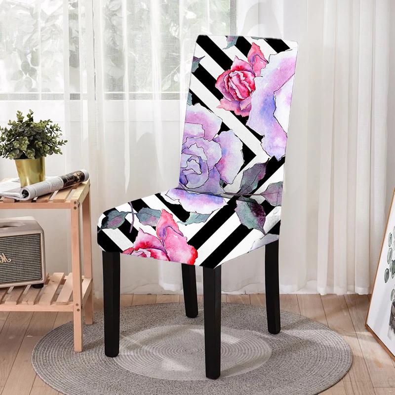 Floral Dining Chair Cover Spandex Elastic Chair Slipcover Case Stretch Chair Covers For Wedding Hotel Banquet Housse De Chaise
