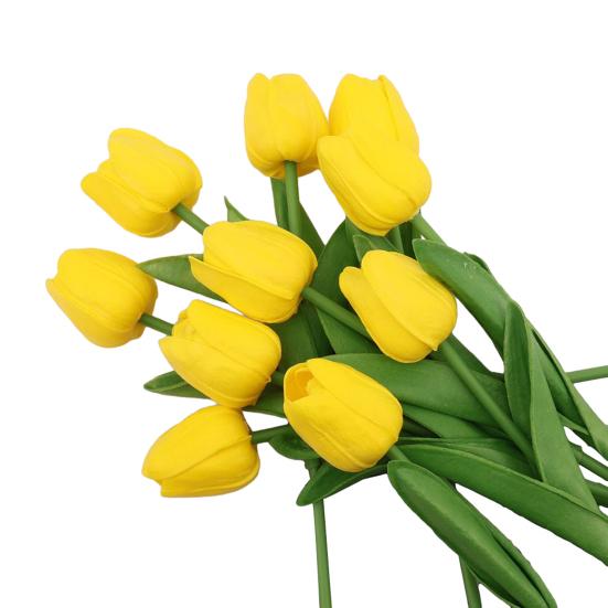 6 Pcs Artificial Tulip Flowers Real Touch Faux PU Tulip Bouquet Fake Flower Arrangement for Home Room Office Party Wedding Decoration