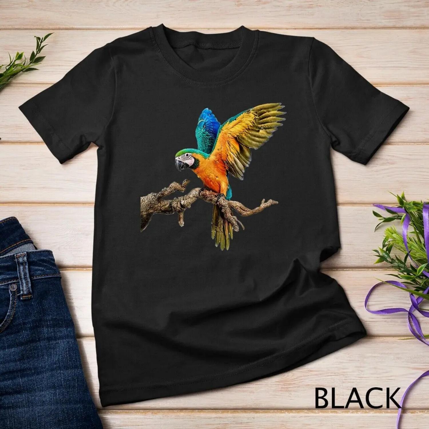 Vintage Parrot Love Cute Birds T Shirt women girls men S чёрный