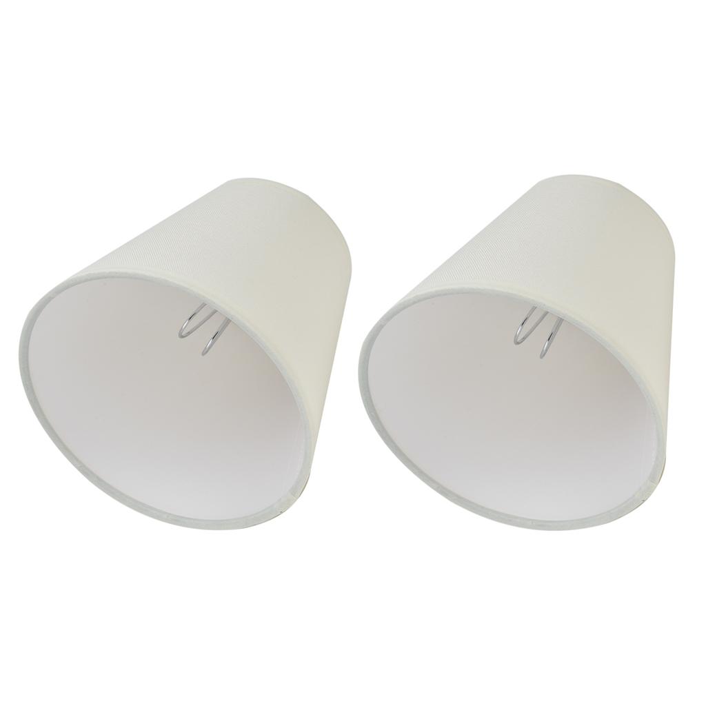 2PCS Fabric Lampshade European Style Clip On Lamp Shade for E14 Screw Chandelier Wall LampPT07 White