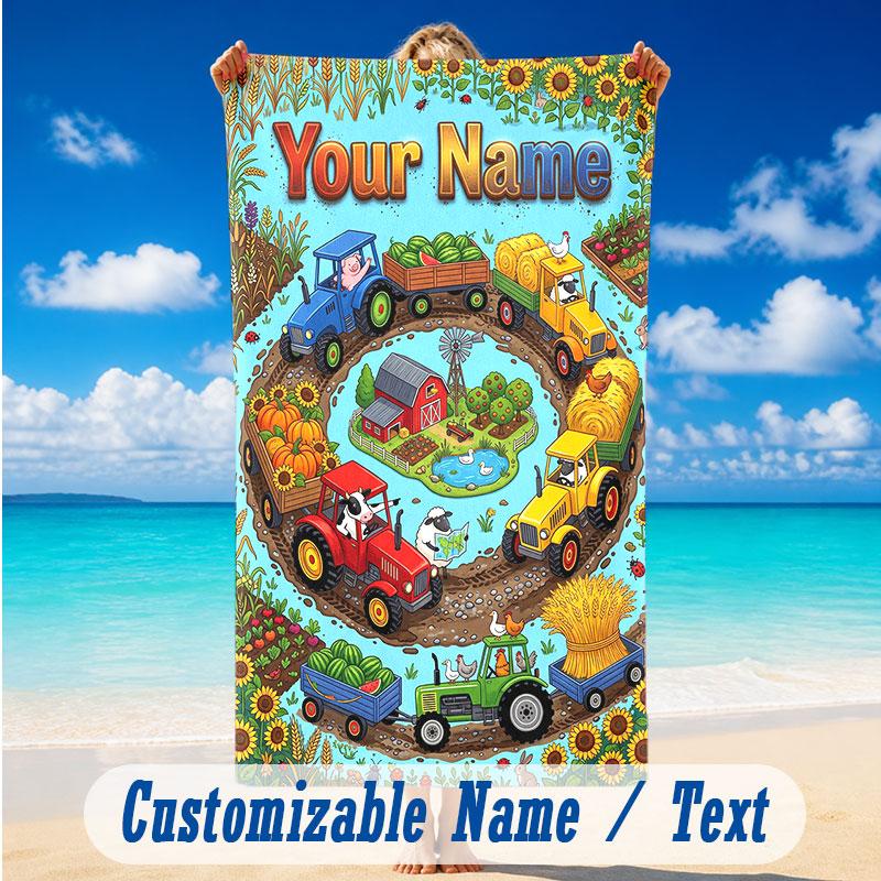 Decorative Artwork Theme Beach Towel Personalized Custom Name & Text Soft Quick Dry Beach Towel for Swimming Travel