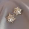 Exaggerated Luxury Crystal Flower Stud Earrings Women's Temperament Elegant Fashion Design Wedding Party Jewelry Valentine Gifts