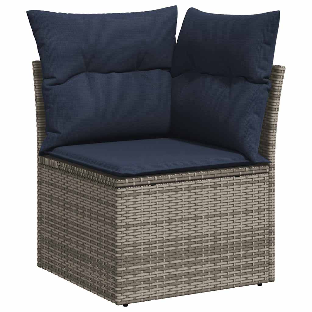 8 Piece Garden Sofa Set with Cushions Gray Poly Rattan & Acacia