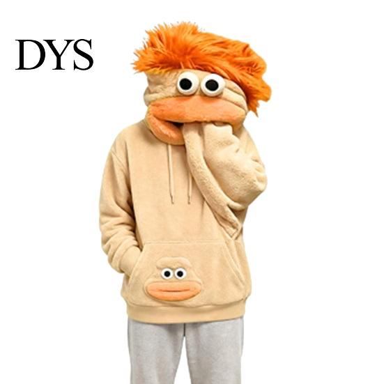 Halloween Party Outfits Big Mouth Creature Flannel Hoodie, Unisex Oversized Fleece Hooded Warm Winter Pullover Sweatshirt, Plush Top for Daily